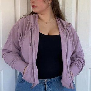 Adorable Purple Cropped Zip-Up Hoodie